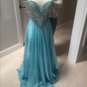 Blue floor length prom dress
